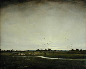 An English Landscape, Romney Marsh (olje på lerret) av Christopher Richard Wynne Nevinson