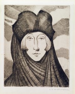 Edith Sitwell (1887-1964) 1927 (etsing og tørrpunkt) av Christopher Richard Wynne Nevinson