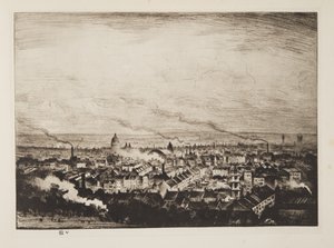 London fra Parliament Hill, pub.1923 (radering) av Christopher Richard Wynne Nevinson