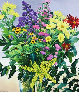 Vinterblomster og blader (akvarell på papir)