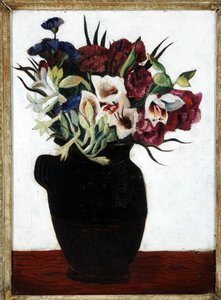 Blomster i en svart kanne (olje på lerret) av Christopher Wood