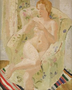Sittende naken jente i et interiør, 1928