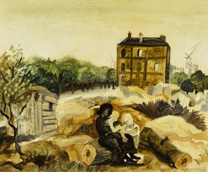 The Little Brown House, Passy, ca. 1928 (olje på lerretsbrett) av Christopher Wood