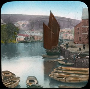 Looe, fra kaien, Cornwall, slutten av 1800- eller begynnelsen av 1900-tallet