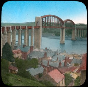 Royal Albert Bridge, Saltash, Cornwall, slutten av 1800- eller begynnelsen av 1900-tallet