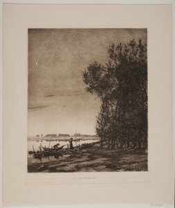 Trær ved en innsjø av Cilius Johannes Konrad Andersen