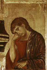 Krusifiks: Detalj av Johannes (tempera på tre