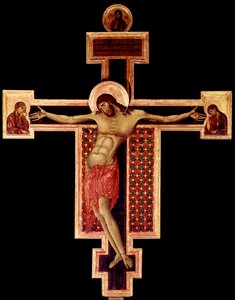 Krusifikset Detrempe på tre av Cimabue (Cenni di Pepo) (1272-1302) 1268-1271 Mål 336x267 cm Arezzo, San Domenico-kirken