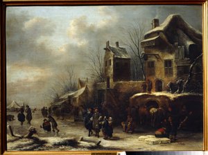 Eislaufbahn auf einem Fluss von Claes  Molenaer