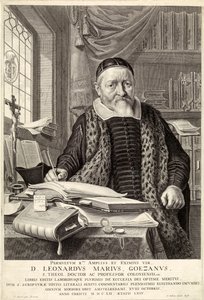 D. Leonardus Marius Goezanus, pub. 1654 gravering. av Claes Corneliszoon Moeyaert