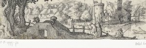 Utsikt over et slott Yrker og ansikter i og rundt Amsterdam (serietittel) av Claes Jansz. Visscher (II) (attributed to)