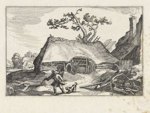 Barking Dog at a Farm Landscapes with Farms (serietittel) av Claes Jansz. Visscher (II)
