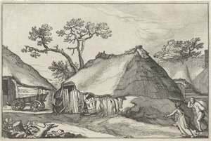 Gård og en vogn på et tun Landskap med gårder (serietittel)