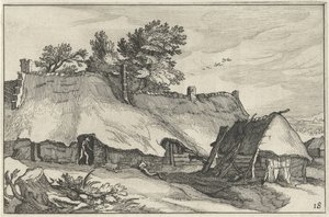 Gård og liten låve Landskap med gårder (serietittel) av Claes Jansz. Visscher (II)