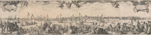Profil av Amsterdam, sett fra IJ, bestående av to deler av Claes Jansz. Visscher (II)
