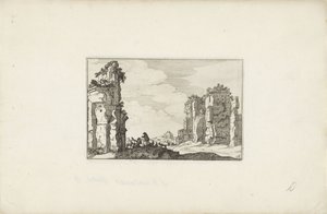 To hyrder ved en ruin Italienske landskap med ruiner (serietittel) Variae antiquitates Romanae (serietittel på objekt) av Claes Jansz. Visscher (II)