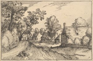 A Village Road, plate 7 fra 1610 av Claes Jansz Visscher
