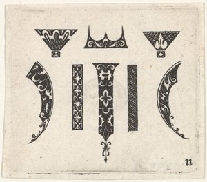 Svarttrykk med åtte motiver, ca. 1620.