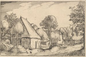 Gårdstun, plate 5 fra Regiunculae et Villae aliquot Ducatus Brabantiae, ca. 1610 av Claes Jansz Visscher