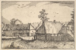 Store skur, plate 21 fra provinsen Brabant, ca. 1610 av Claes Jansz Visscher