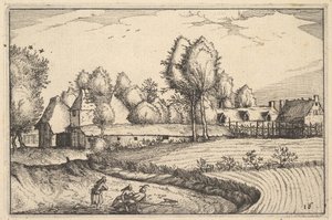 Vei langs et felt, plate 16 fra Regiunculae et Villae aliquot Ducatus Brabantiae, ca. 1610 av Claes Jansz Visscher