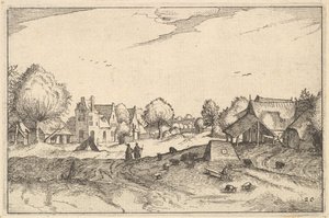 Village Road, plate 20 fra hertugdømmet Brabant, ca. 1610 av Claes Jansz Visscher