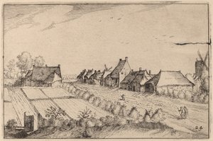 Åkrer og en vei av Claes Jansz Visscher after Johannes van Doetechum, the Elder after Lucas