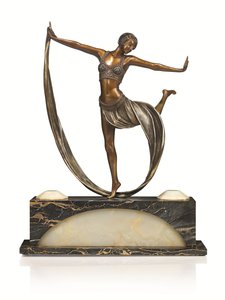 Art Deco-figur med opplyst base, 