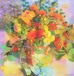 Høstblomster (pastell og wc på papir)