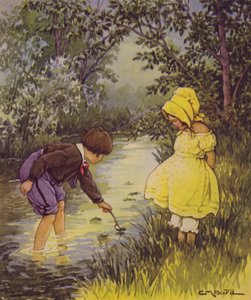 Et barns hage med vers: Hvor går båtene? (farge litho) av Clara Miller Burd