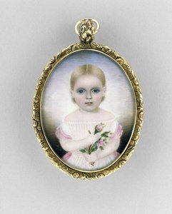 Portrait of a Girl, ca. 1840 (akvarell på elfenben, forgylt og glass) av Clarissa Peters Russell