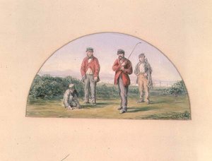 Oljestudie for fronten av R. Clarks "Golf - A Royal & Ancient Game" av Clark Stanton