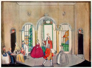 The Beggar's Opera, Scene, A Tavern nær Newgate (farge litho)