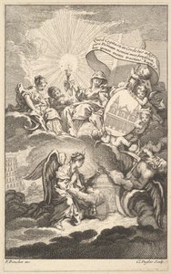 Frontispice, fra The Building of St. Sulpice av Alexis Piron, ca. 1744. av Claude Augustin Duflos