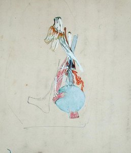 Nervesystemet i hodet til en katt, 25. mai 1842 (blyant og akvarell på papir) av Claude Bernard