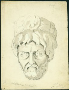 Head of a Man, 1874 (wc og blyant på papir) av Claude Conder