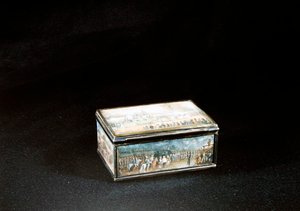 Louis XVI og hans familie ankom Paris 6. oktober 1789 (olje og lakk med vermeil) av Claude Edme Charles de Lioux de Savignac