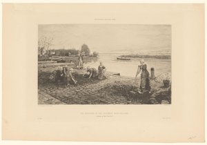 Kvinner som luker en kai i Nord-Holland Fortauets luker, Nord Holland (tittel på objekt) av Claude Faivre