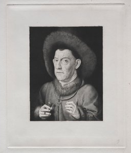 Mann med rosa. av Claude Ferdinand Gaillard