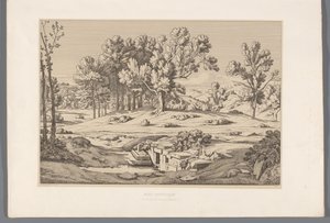Landschap met gezicht op de berg Pentelikon Mount Pentelic (tittel på objekt) Utsikt over de mest kjente stedene i antikkens Hellas (...) (serietittel) av Claude Félix Théodore Caruelle d