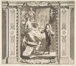 Frontispice til Theater Italien.n.d. Skapere: Claude Gillot, Jacques Gabriel Huquier.