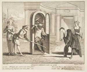 Harlekin, keiser på månen.n.d. Skapere: Claude Gillot, Jacques Gabriel Huquier.