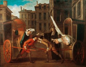 "Les deux carrosses", ca. 1707 (olje på lerret) av Claude Gillot