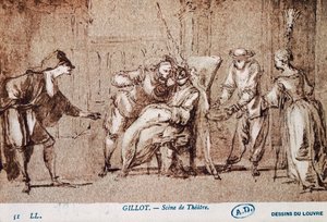 Teaterforestilling, tegning av Claude Gillot (1673-1722). Frankrike av Claude Gillot