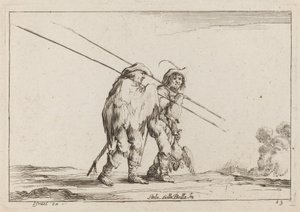 To Pikemen reiser til fots av Claude Goyrand after Stefano Della Bella