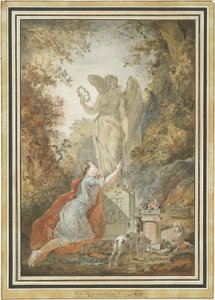 En kunstner som elsker en statue av dyd av Claude Jean Baptiste Hoin