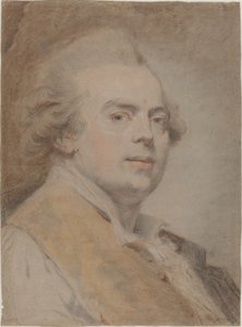 Selvportrett, ca. 1780 (rødt og svart kritt og pastell på papir) av Claude Jean Baptiste Hoin