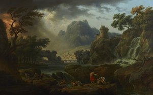 Et fjelllandskap med en storm som nærmer seg av Claude Joseph Vernet