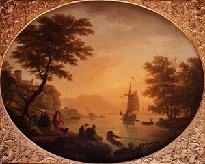 Dag - En italiensk steinete vik med fiskere av Claude Joseph Vernet