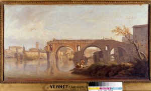 Le Ponte Rotto et Roma-maleri av Joseph Vernet (1714-1789) 1700-talls søn. 0,4x0,77 m . av Claude Joseph Vernet